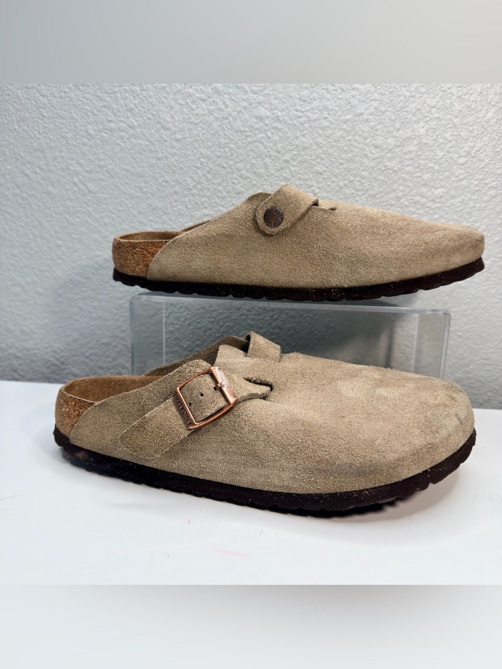 BIRKENSTOCK Boston Clogs Suede Taupe Brown Size EU 40 US 9 See Photos - Picture 2 of 7